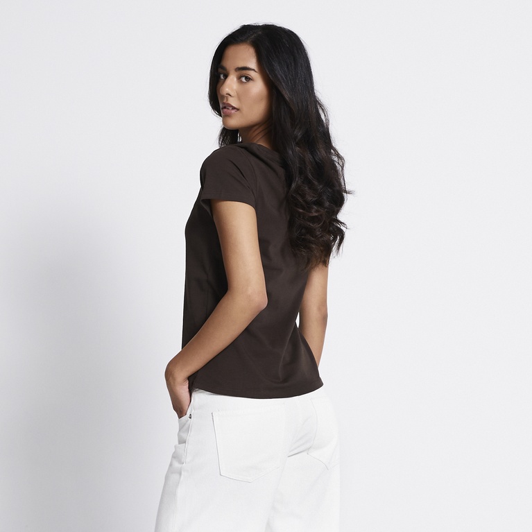 Basic scoop neck tee "Filippa" Brown